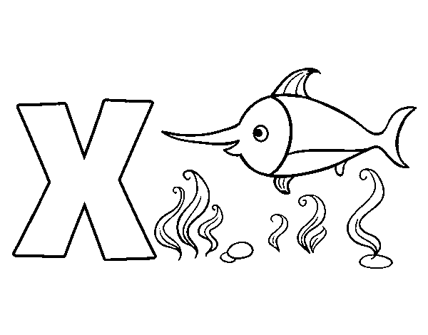 Coloriage de X de Xiphias pour Colorier