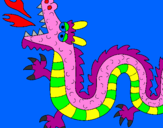 Coloriage Dragon crachant du feu II colorié par Ariane