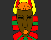 Coloriage Masque africain colorié par titi