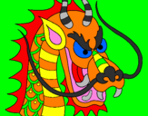 Coloriage Tête de dragon colorié par Ariane