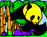 Coloriage Panda et bambou colorié par louis