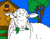 Coloriage Mouton mangeant une feuille colorié par mouton