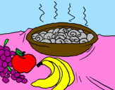 Coloriage Fruits et cassolette d'escargots colorié par Titi