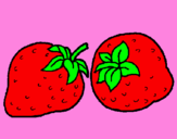 Coloriage fraises colorié par saja