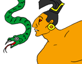 Coloriage Serpent et guerrier colorié par WARMER 41