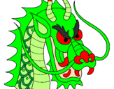 Coloriage Tête de dragon colorié par Célia