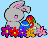 Coloriage Petit lapin de Pâques colorié par nina