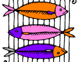Coloriage Poisson colorié par sardines
