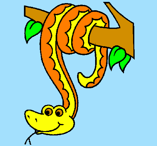 Serpent pendu à un arbre