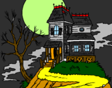 Coloriage Maison hantée colorié par rebecca