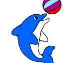 Coloriage Dauphin avec une balle colorié par dylan