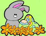 Coloriage Petit lapin de Pâques colorié par marie