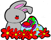 Coloriage Petit lapin de Pâques colorié par isabella