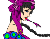 Coloriage Princesse chinoise colorié par céliane