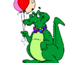 Coloriage Crocodile avec des ballons colorié par charel
