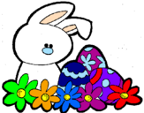 Coloriage Petit lapin de Pâques colorié par gaby