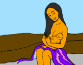 Coloriage Mère et fils  colorié par emma
