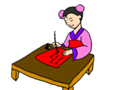 Coloriage Calligraphie chinoise colorié par claire