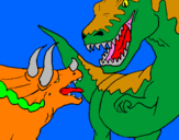 Coloriage Combat de dinosaures colorié par florentin