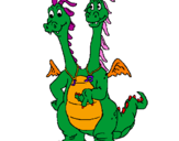 Coloriage Dragon à 2 têtes colorié par alexis
