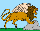 Coloriage Lion ailé colorié par luuu