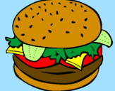 Coloriage Hamburger complet colorié par hala