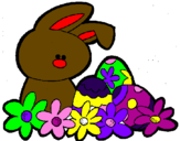 Coloriage Petit lapin de Pâques colorié par lucie