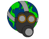 Coloriage Terre avec masque à gaz colorié par azertyuiop