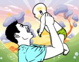 Coloriage Père et bébé colorié par lesteven