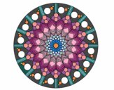 Coloriage Mandala fleur avec des cercles colorié par Makel