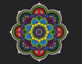 Coloriage Mandala fleur oriental colorié par KAKE2
