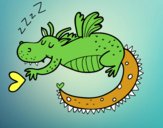 Coloriage Dragon enfantin dormant colorié par raphael