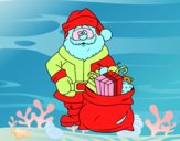 Père Noël avec un sac de cadeaux