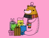 Ours avec des cadeaux de Noël