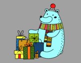Ours avec des cadeaux de Noël
