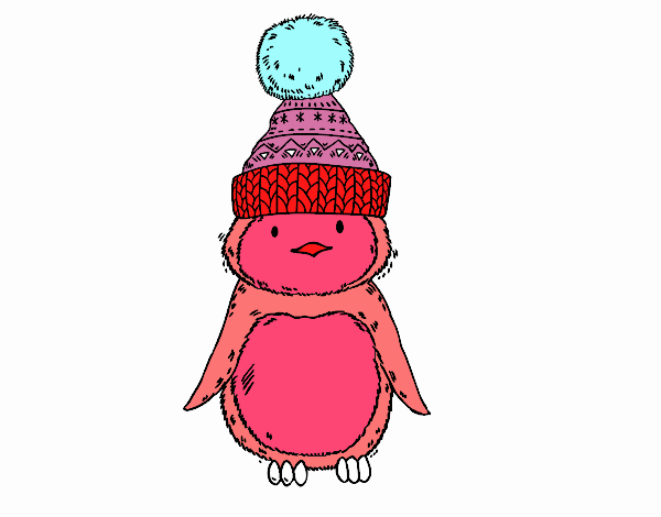 Pingouin avec chapeau d'hiver
