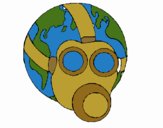 Terre avec masque à gaz