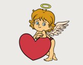 Cupidon et un coeur